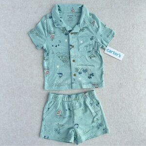 Carter’s Baby Boy 2PC Nautical Summer Outfit 12 Months Shirt & Shorts Set NWT